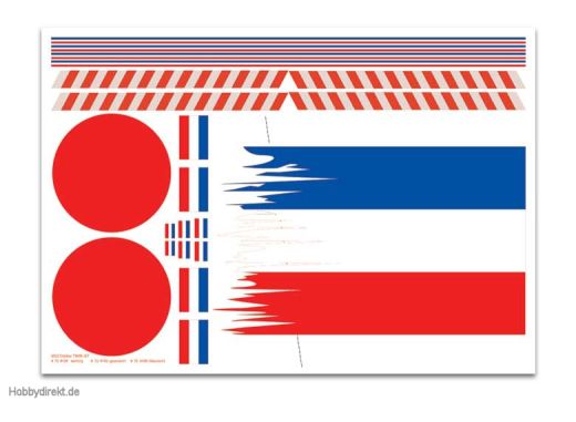 Dekorbogen Twin-Jet bl/w/rt Multiplex 724106