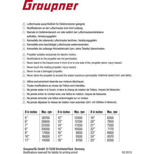 Ersatzblätter CAM PUSHPROP 13x8 cm Graupner 1336.13.8L