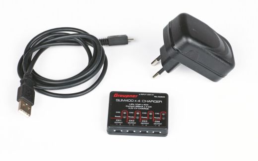 USB Ladegerät SLIM 400 x4 4x 1S 4,2V 400mA Graupner S2023