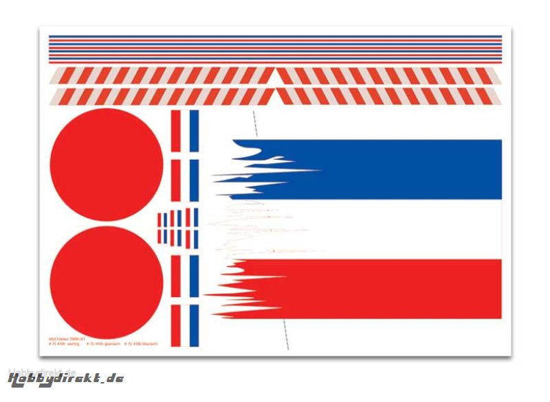 Dekorbogen Twin-Jet bl/w/rt Multiplex 724106