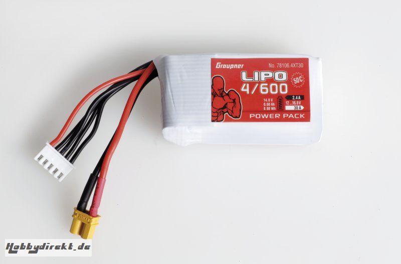 Power Pack LiPo 4/600 14,8 V 50C XT-30 Graupner 78106.4XT30