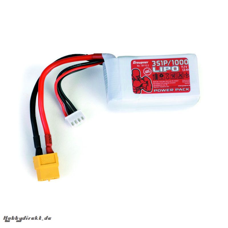 Power Pack LiPo 3/1000 11,1 V 30C XT60 Graupner 78110.3