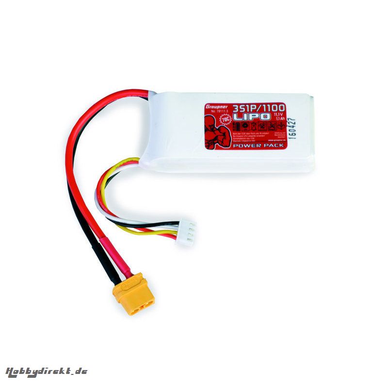 Power Pack LiPo 3/1100 11,1 V 40C XT60 Graupner 78211.3