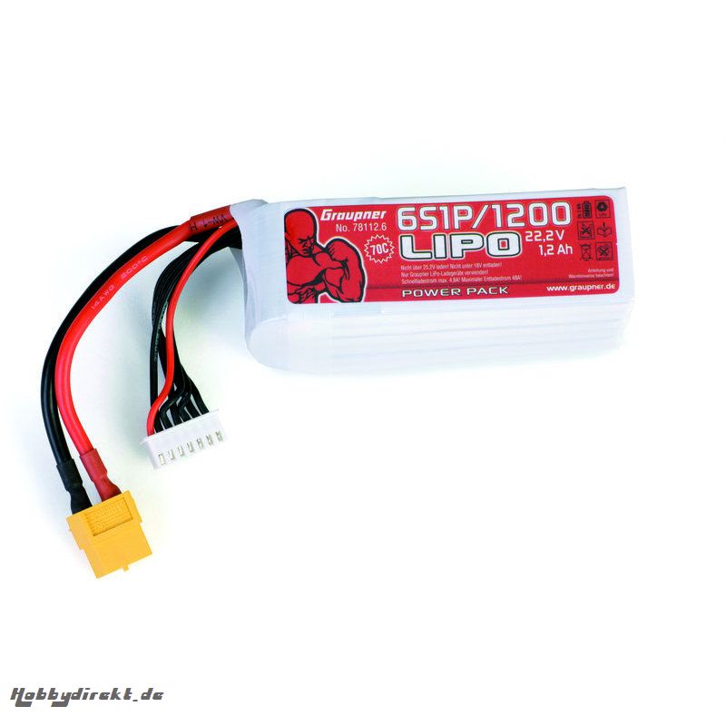 Power Pack LiPo 6/1200 22,2 V 70C XT60 Graupner 78112.6