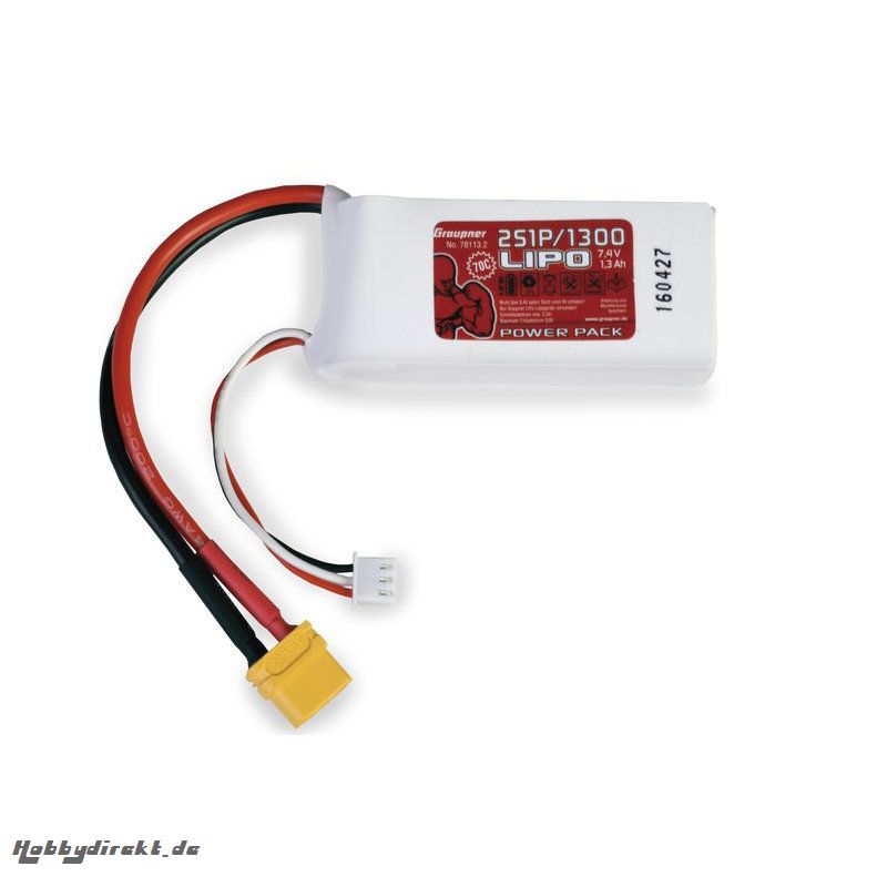 Power Pack LiPo 2/1300 7.4 V 70C XT60 Graupner 78113.2