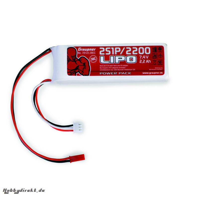 Power Pack LiPo 2/2200 7,4 V 30C BEC Graupner 78122.2BEC