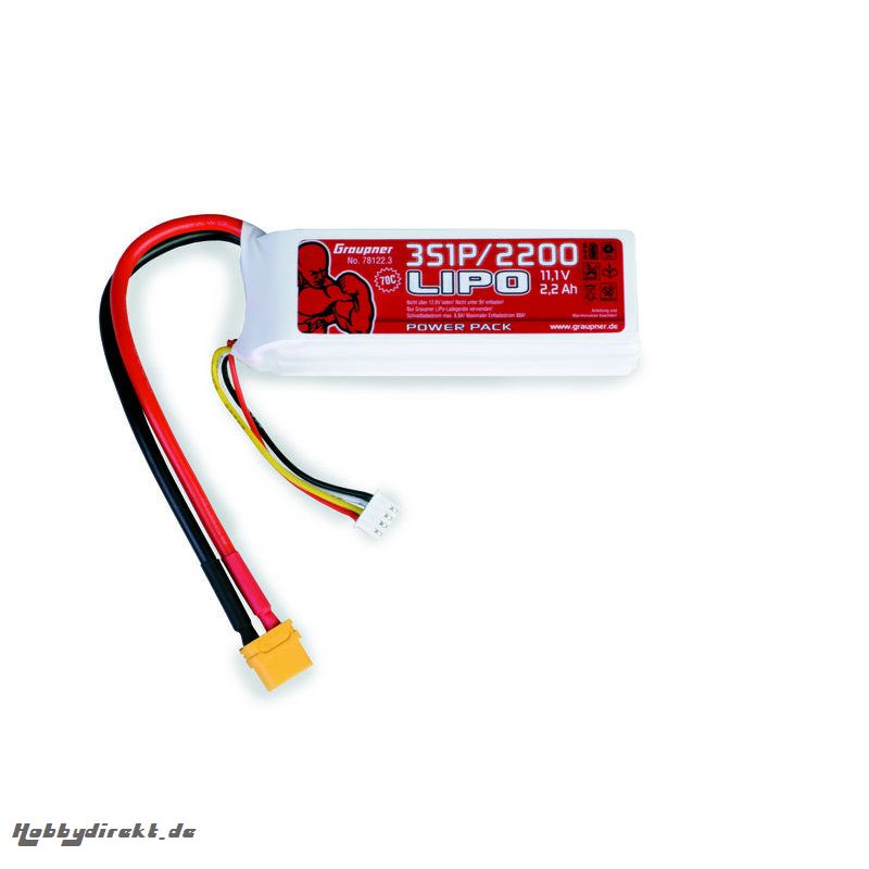 Power Pack LiPo 3/2200 11,1 V 70C XT60 Graupner 78122.3