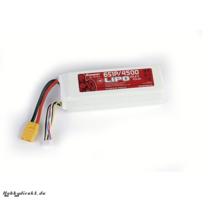 Power Pack LiPo 6/4500 22,2 V 70C XT90 Graupner 78145.6XT90