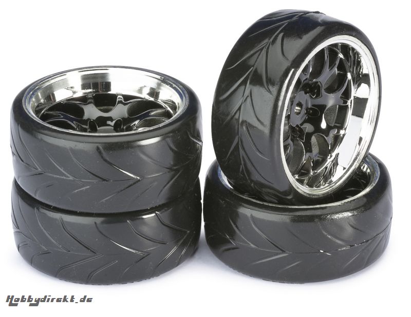 Räderset Drift LP  Wabe / Profil A schwarz/chrom 1:10 (4 St.) Absima 2510040