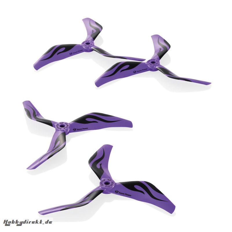 RACE V2 3-BLATT 5045 PROPELLER VIOLETT, 10X CW + 10X CCW 5MM BOHRUNG PC/GFK Robbe 50450323_V2