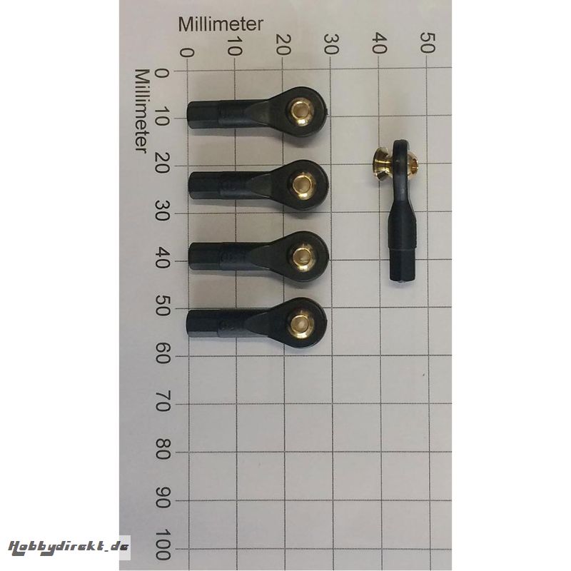 KUGELPFANNE MIT KUGELZAPFEN (BOHR. D2) D6,3XL30MMXD3 5STK. Robbe 5206