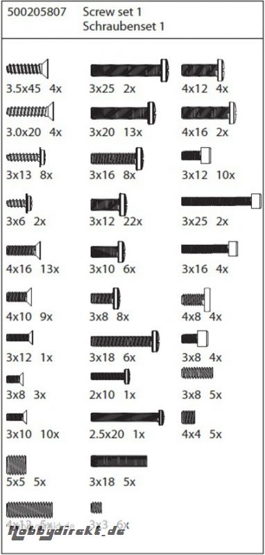 X8 Specter Schrauben Set 1 Carson 205807 500205807