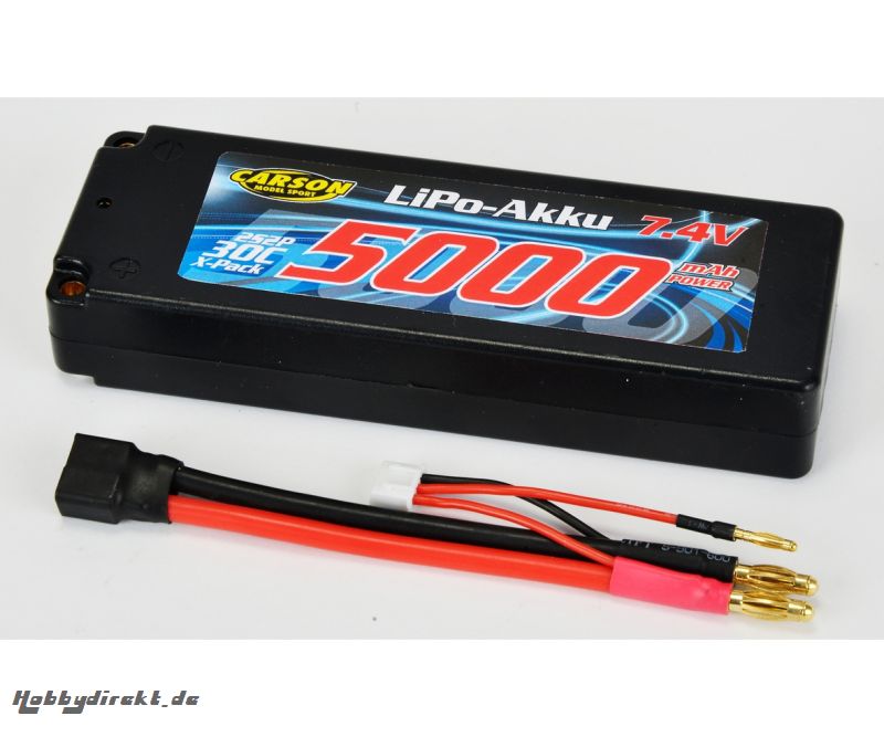 LiPo-RP-7.4V-5000mAh-30C-Box-4mm Carson 608136 500608136