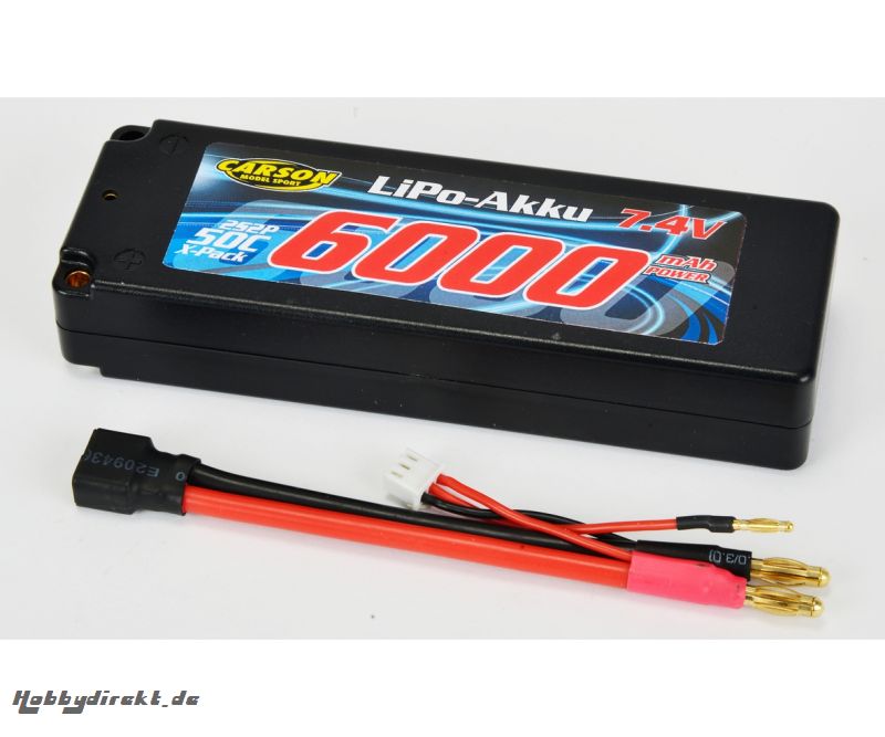 LiPo-RP-7.4V-6000mAh-50C-Box-4mm Carson 608138 500608138