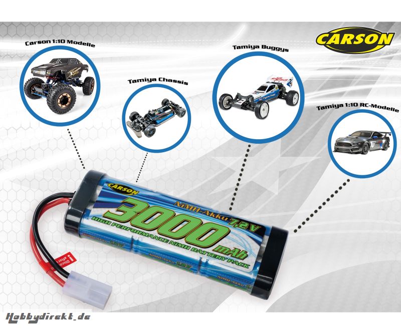 7,2V/3000mAh NiMH Race Akku TAM Carson 608224 500608224