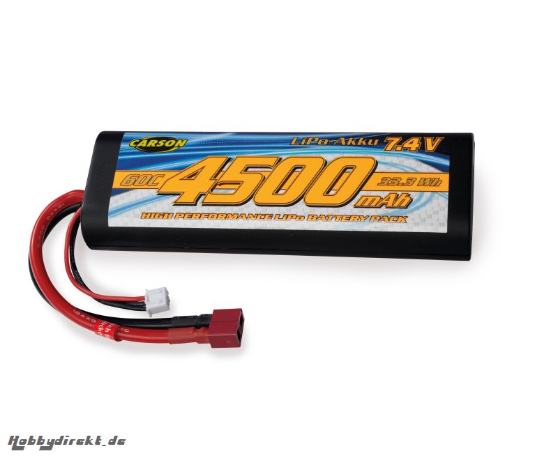 7,4V/4500mAh 60C LiPO Ra.Akku T-Pl. HC R Carson 608232 500608232