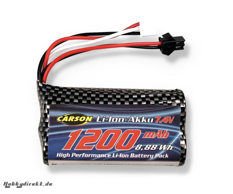 7,4V/1200mAh LiION Akku : 404219/20 JST Carson 608237 500608237