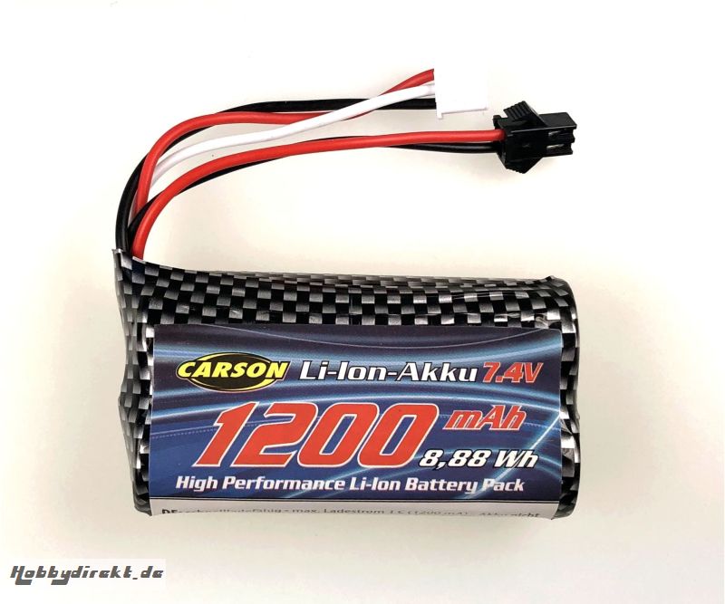 7,4V/1200mAh LiION Akku : 404219/20 JST Carson 608237 500608237