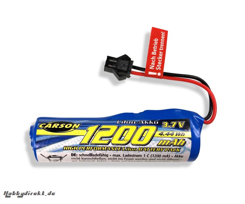 3,7V/1200mAh LiION Akku : 500404222 JST Carson 608252 500608252