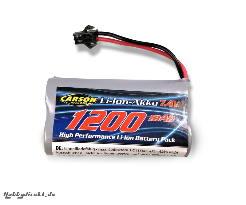 7,4V/1200mAh LiION Akku : 500404127 JST Carson 608253 500608253