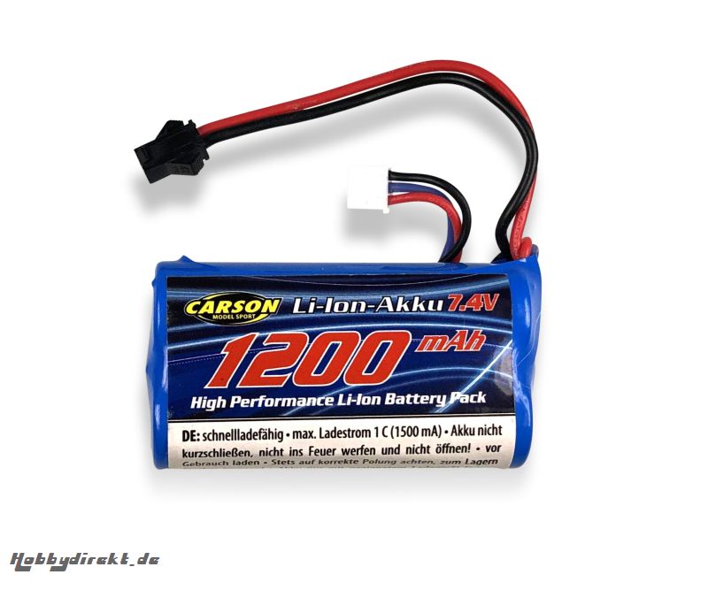 7,4V/1200mAh LiION Akku : 404171/72 JST Carson 608255 500608255