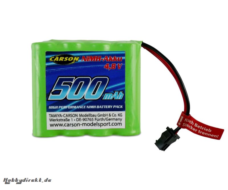 4,8V/500mAh NiMH Akku : 500907320 JST Carson 608258 500608258