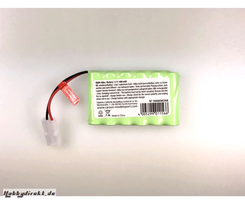 7,2V/600mAh NiNM Akku : 500404243/44 Carson 608268 500608268