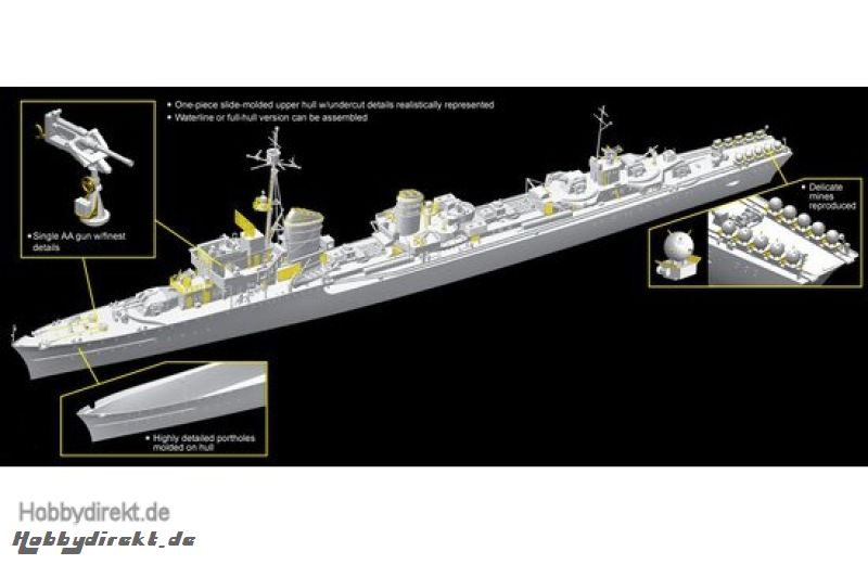 1:350 GERMAN Z-38 DESTROYER (SMART KIT) Carson 771049 500771049