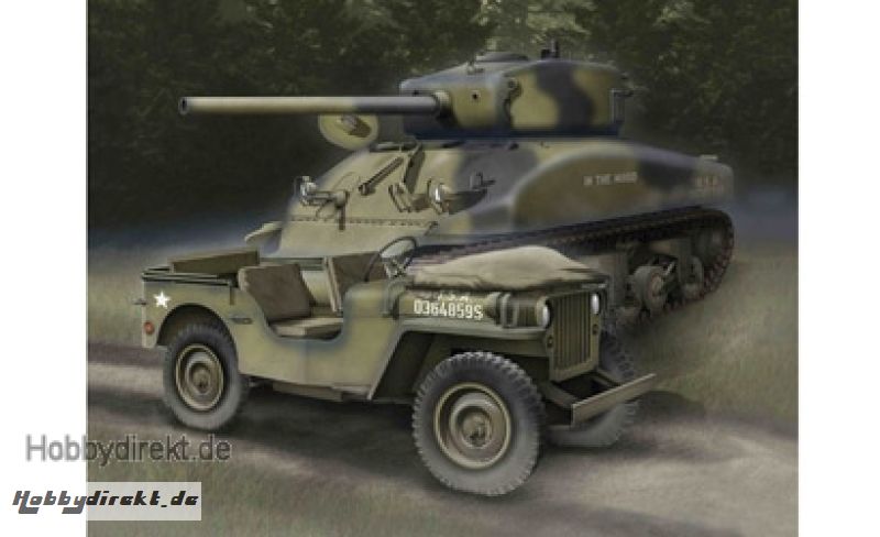 1:72 1/4-Ton 4x4 Truck + Sherman M4A1 Carson 777412 500777412