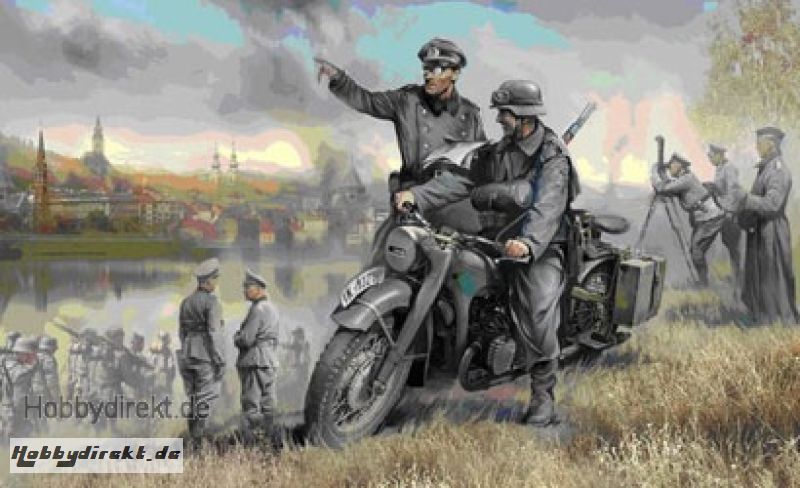 Germ.WWII Solo Motorrad R12 m. Figuren Carson 783632 500783632