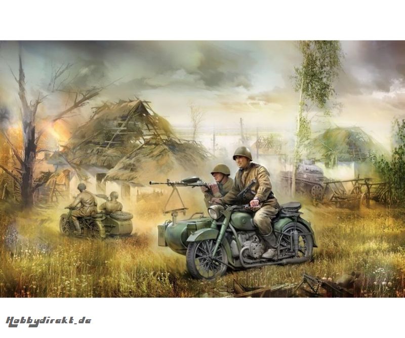 1:72 Sov.motorc.M-72 w/sidecar&crew WWII Carson 6277 530006277