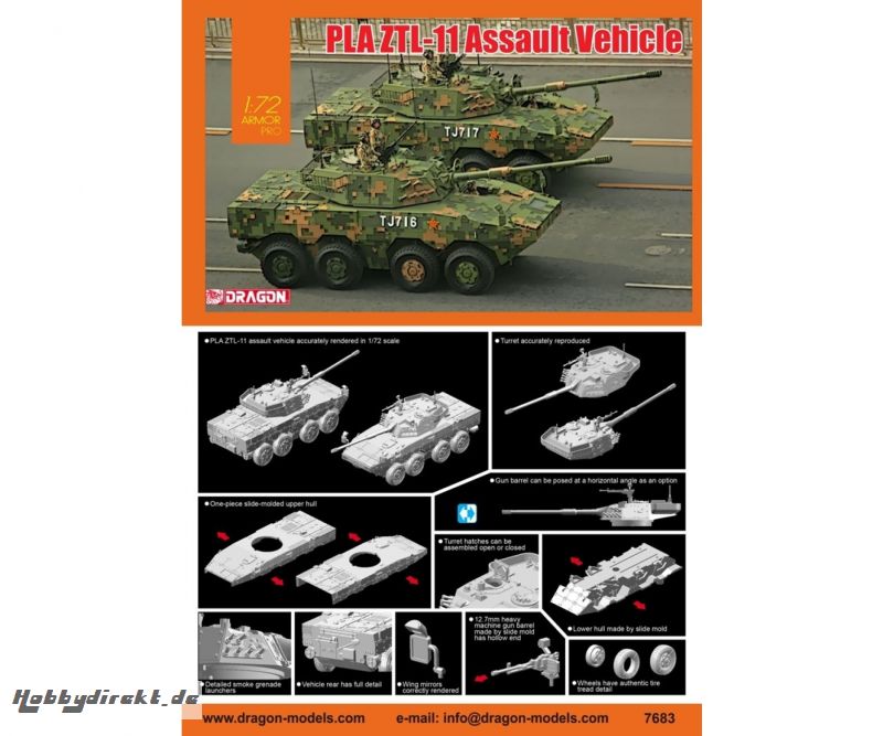 1:72 PLA ZTL-11 Assault Vehicle Carson 7683 540007683