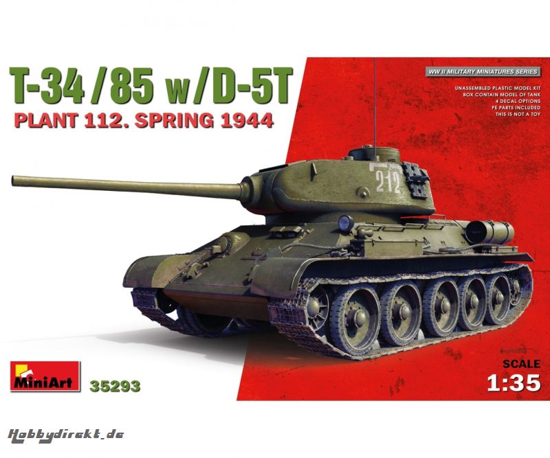 1:35 T-34/85 w/D-5T Plant 112 Früh. 1944 Carson 35293 550035293