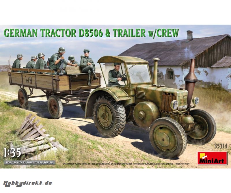 1:35 Dt. Traktor D8506 m. Anhänger (11) Carson 35314 550035314