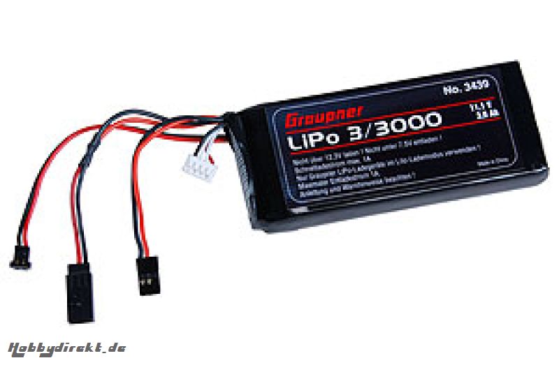 Senderakku flach LiPo 3/3000 11,1V TX Graupner 3439