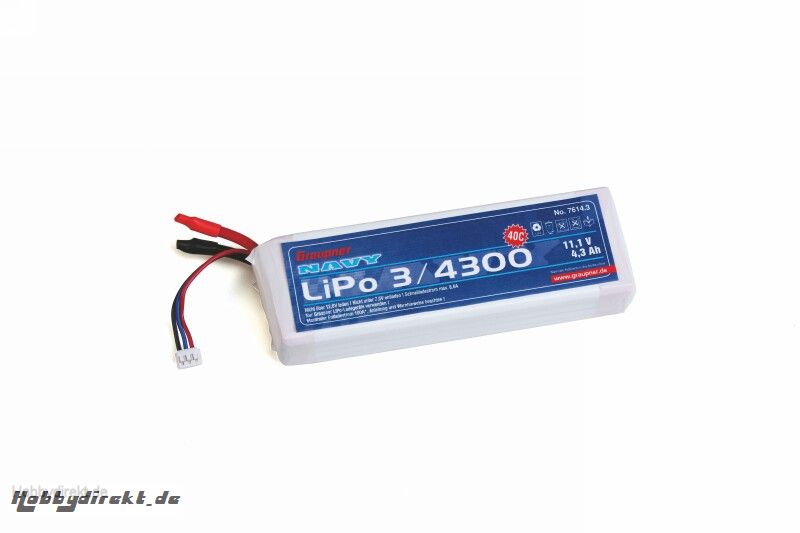 LiPo-Akku 3S 4300 mAh 25C Graupner 7614.3