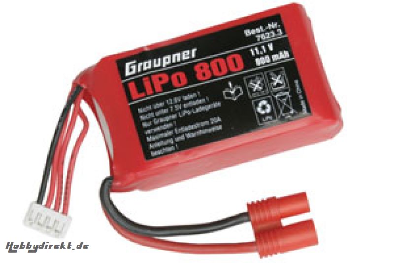 LiPo-Akku 3/800 11,1V G3,5 Graupner 7623.3