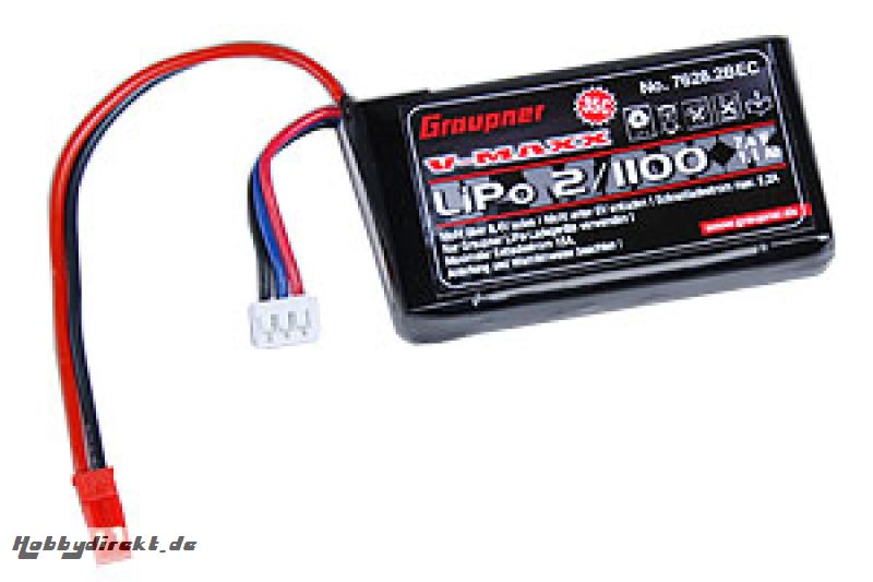 LiPo-battery V-MAXX35C 2/1100 Graupner 7628.2BEC