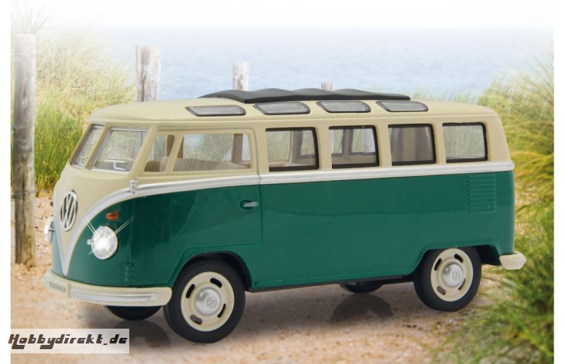 VW T1 Bus 1:24 Diecast grün LED Sound Rückzugmotor Jamara 405146