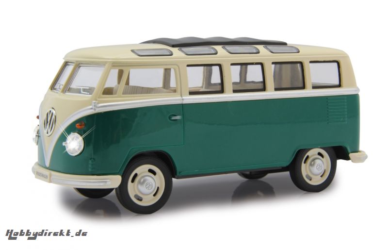 VW T1 Bus 1:24 Diecast grün LED Sound Rückzugmotor Jamara 405146