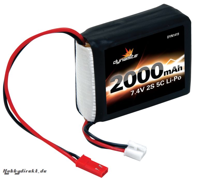 Dynamite 2S 7,4V 2000mAh 5C LiPo-Empfängerakku: 1/8 Horizon DYN1419