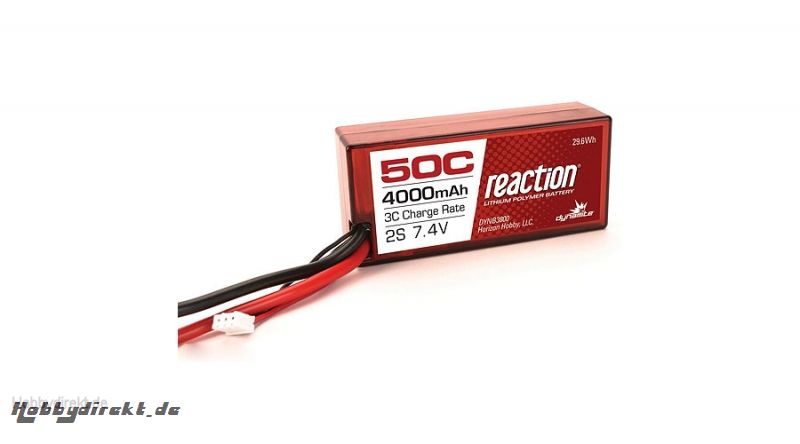 Dynamite Reaction 2S 7,4V 4000mAh 50C LiPo-Akku im Hard Case 96 mm m. EC3-Anschluss Horizon DYNB3800EC