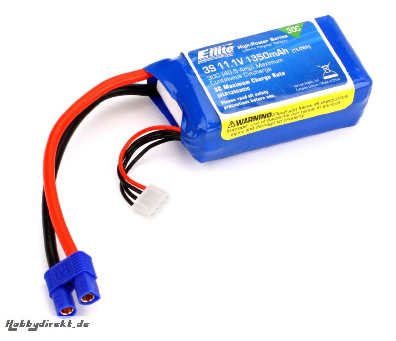 E-flite 3S 11,1V 1350mAh 30C LiPo-Akku m. EC3-Stecker Horizon EFLB13503S30