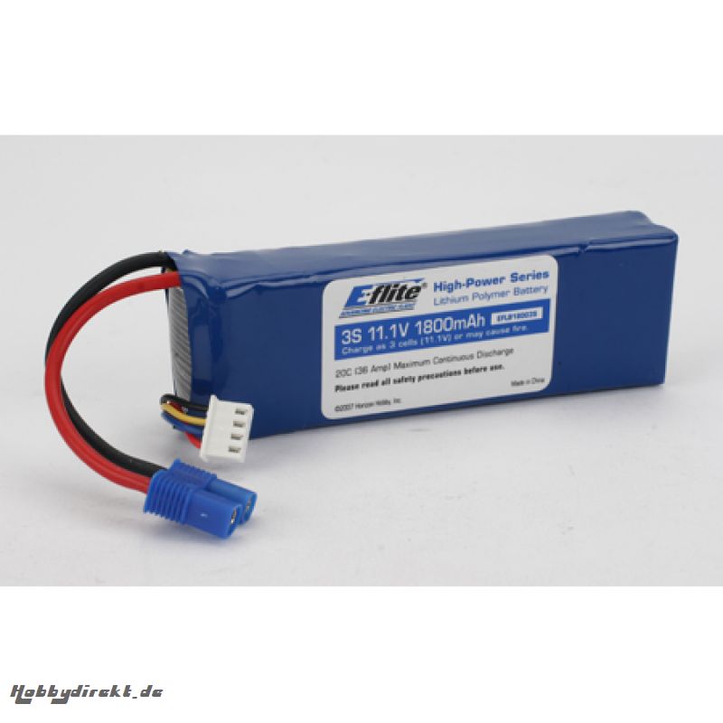 E-flite 3S 11,1V 1800mAh 30C LiPo-Akku m. EC 3-Stecker Horizon EFLB18003S30