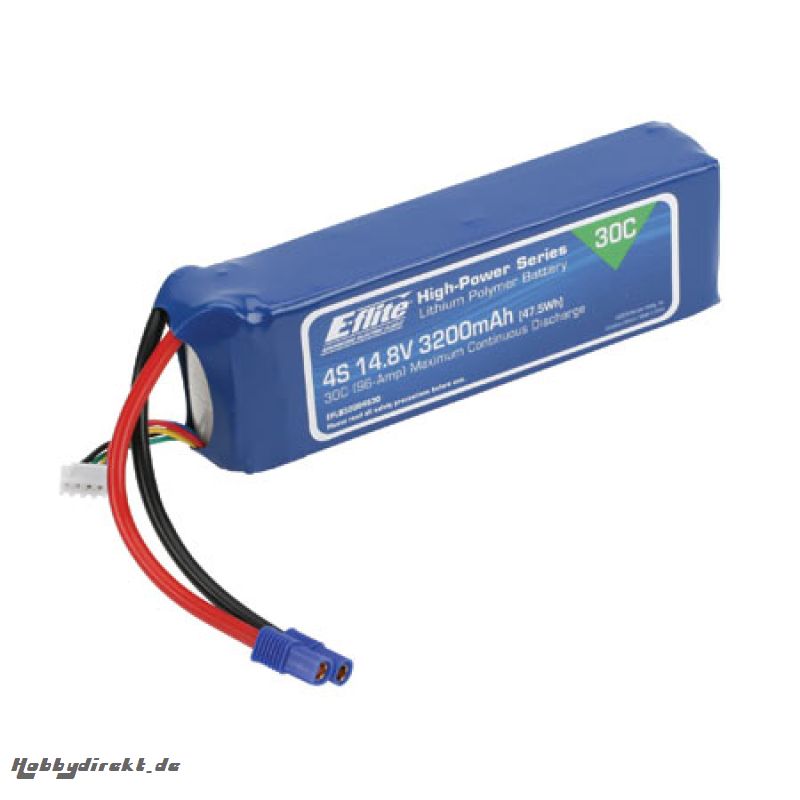 E-flite 4S 14,8V 3200mAh 20C LiPo-Akku m. EC3-Stecker Horizon EFLB32004S