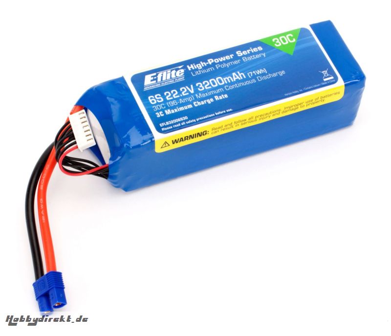 E-flite 6S 22,2V 3200mAh 30C LiPo-Akku m. EC3-Stecker Horizon EFLB32006S30