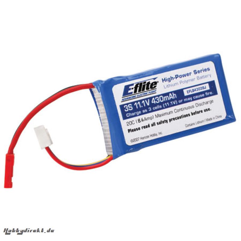 E-flite 2S 430mAh 20C LiPo-Akku m. JST-Stecker Horizon EFLB4303SJ