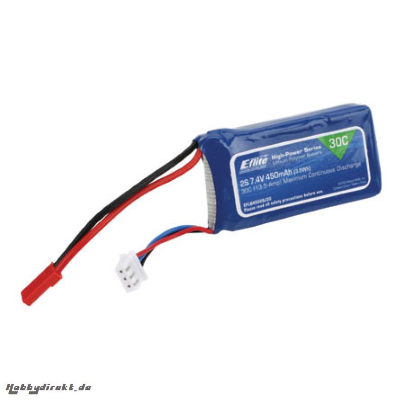 E-flite 2S 7,4V 450mAh 30C LiPo-Akku m. JST-Stecker Horizon EFLB4502SJ30