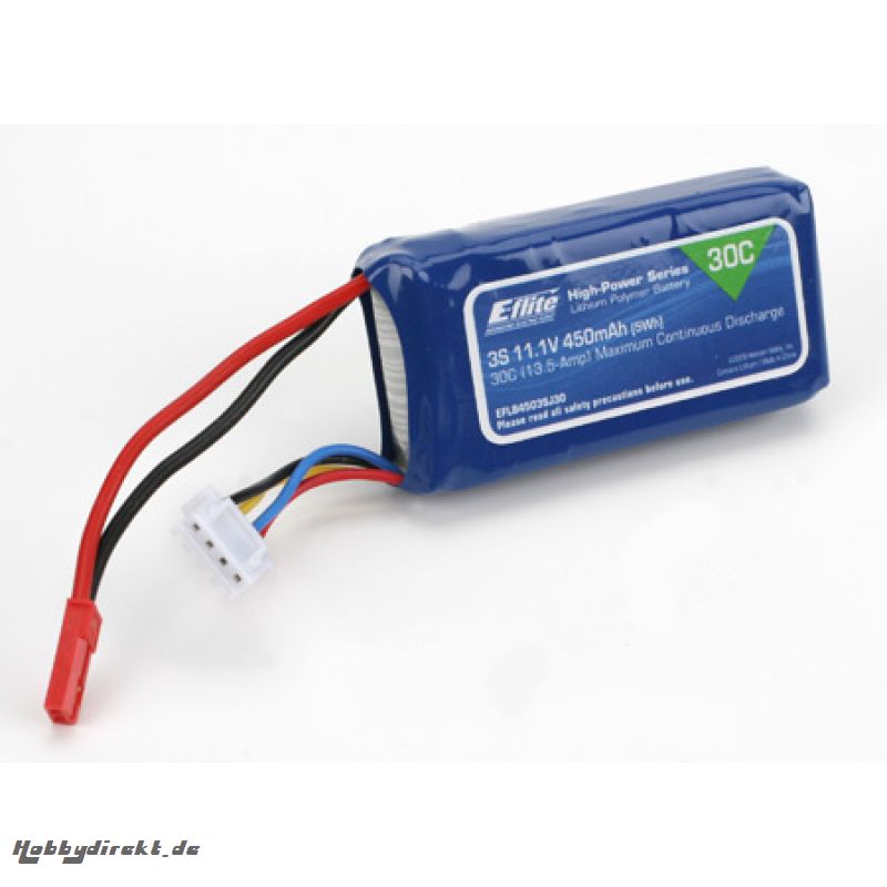 E-flite 3S 11,1V 450mAh 30C LiPo-Akku m. JST-Stecker Horizon EFLB4503SJ30