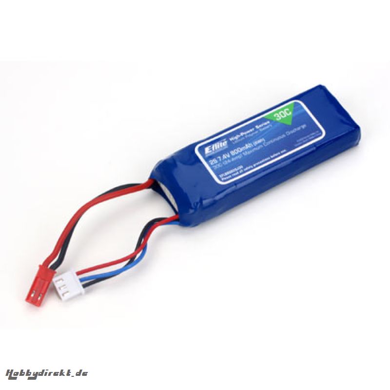 E-flite 2S 7,4V 800mAh 20C LiPo-Akku m. JST-Stecker Horizon EFLB8002SJ